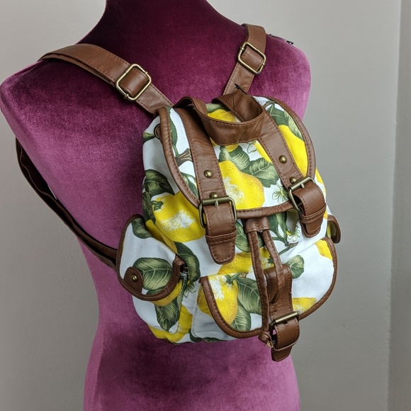 lemon print backpack